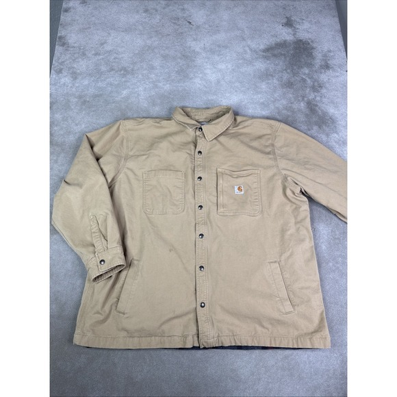 Carhartt Other - Carhartt Fleece Lined Shirt Jacket Snap Front Men's Size 3XL Tan